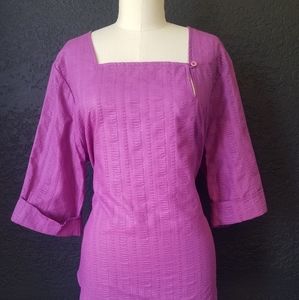 Vintage Peppermill fuchsia seersucker cotton top